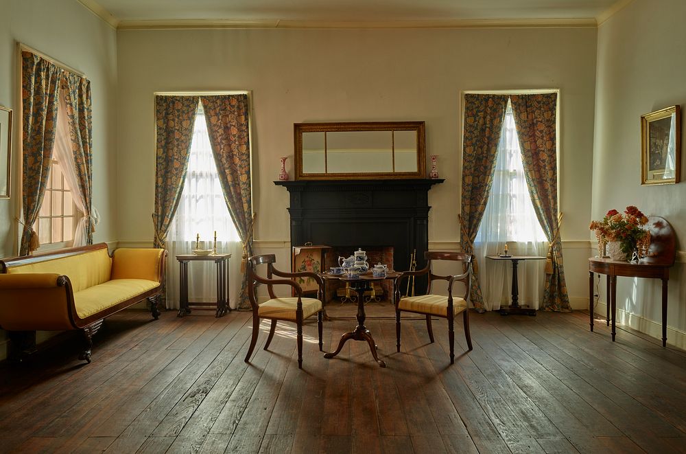                         The "great hall," or parlor, inside the Oakley Plantation, constructed in 1815 at the Audubon…