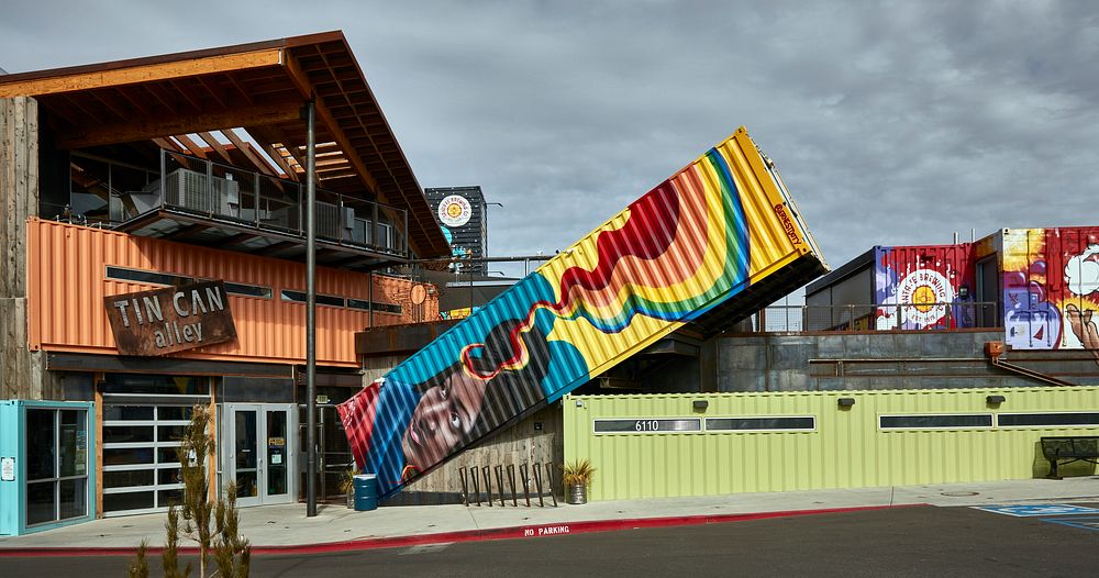                         The colorful shipping container is part of the decor at the Tin Can Alley Restaurant in Albuquerque…