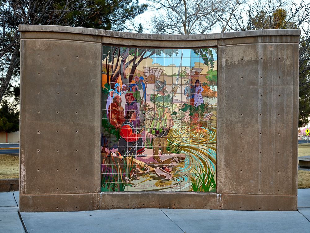                         Anthony Pennock and Shan Nichols's 2008 mosaic mural, "El Rio Grande de Norte, Onate's Proclamation…