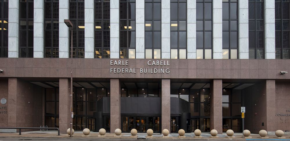                         The Earle Cabell building and U.S. Courthouse, built in 1971 shares a wall with the Art Deco-style…