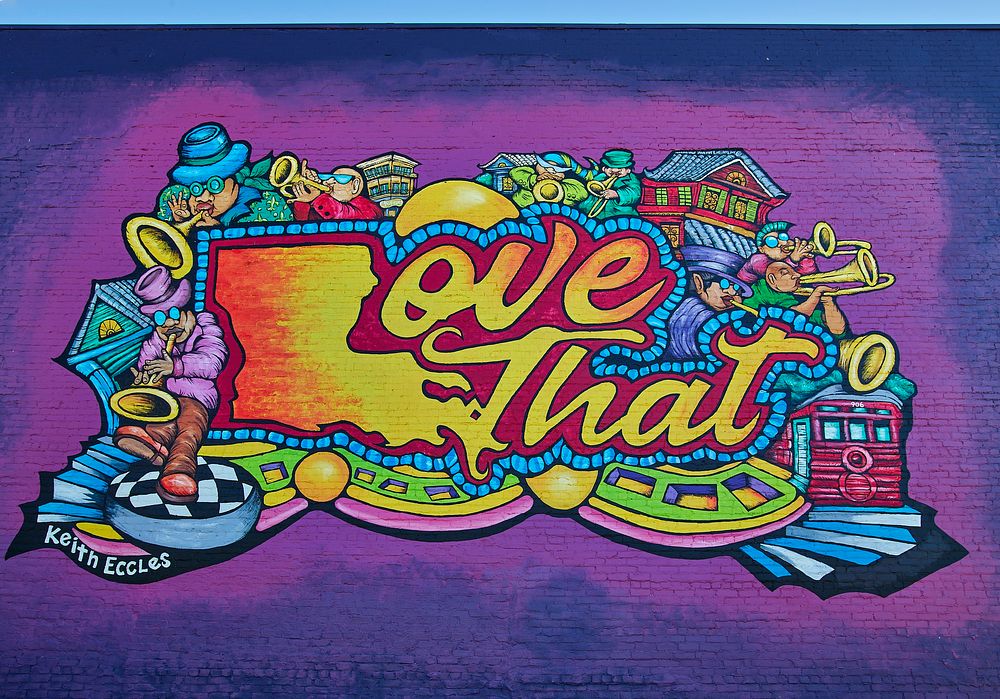                         The "Love That" mural by Keith Eccles in Gretna, Louisiana                        