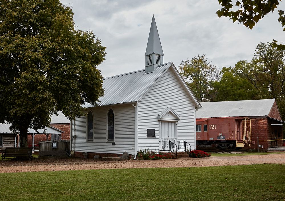                         Williamson Chapel, adapted from an early schoolhouse to represent small country churches, stands at…