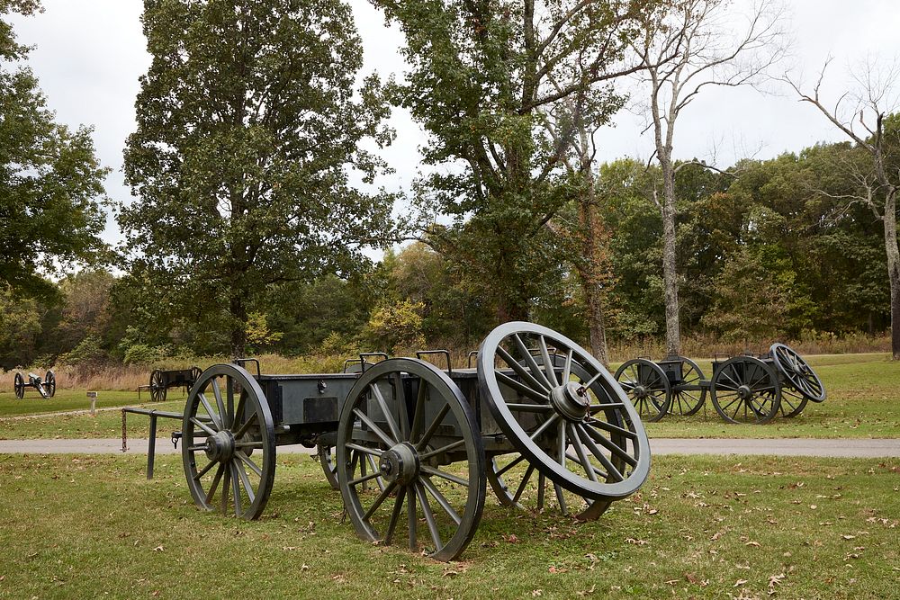                         Battle wagons on the grounds of the Stones River National Battlefield in Rutherford County…
