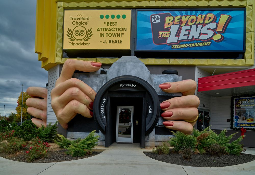                         Entrance to Beyond the Lens, a "techno-tainment" attraction in Pigeon Forge, a onetime sedate…
