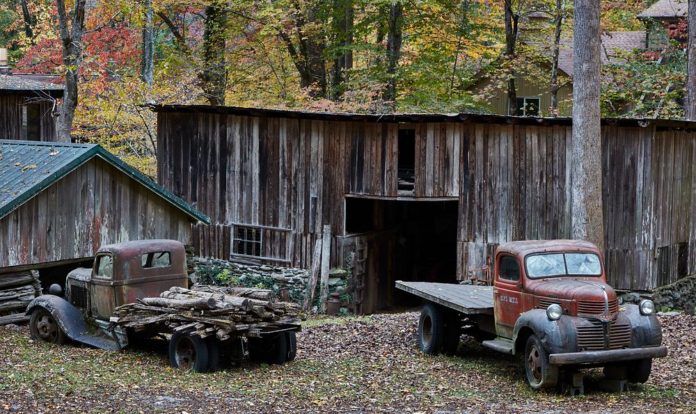                         A (very) old logging truck outside Ely's Mill, a 1925 sawmill and crafts store just outside what is…