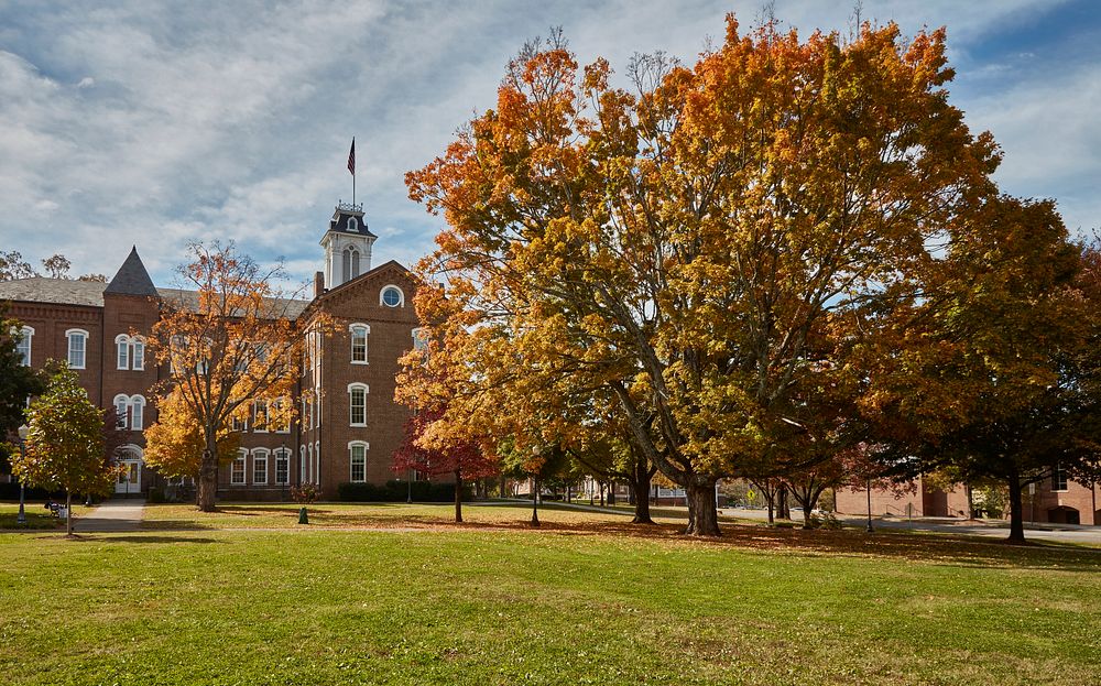                         Fall scene outside the 1907 yellow-brick, Classic Revival-style Blount County Courthouse in…
