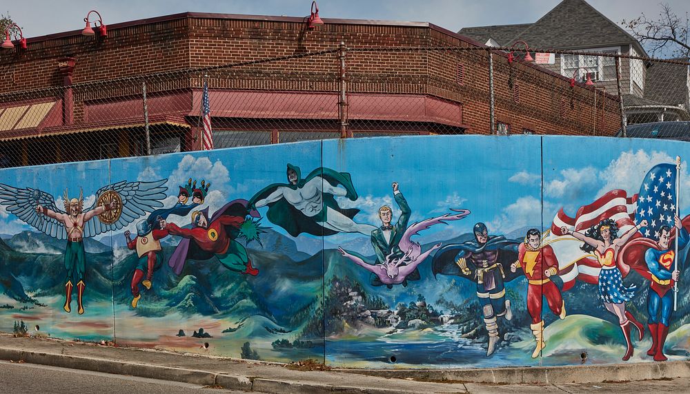                         Superheroes get their day on this mural in Maryville, a small college town south of larger Knoxville…