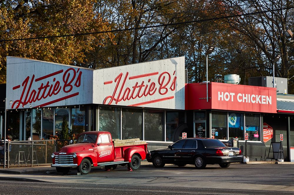                         Hattie B's chicken restaurant along an eclectic strip of Charlotte Avenue, a mile or so from…
