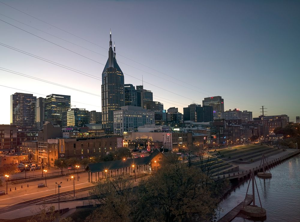                         Dusk shot of downtown Nashville, the capital city of the U.S. mid-South city Tennessee              …