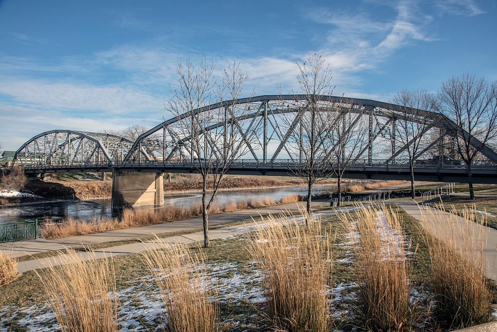                         View from Rotary Park in downtown Grand Forks, North Dakota, of the Sorlie Memorial Bridge, which…