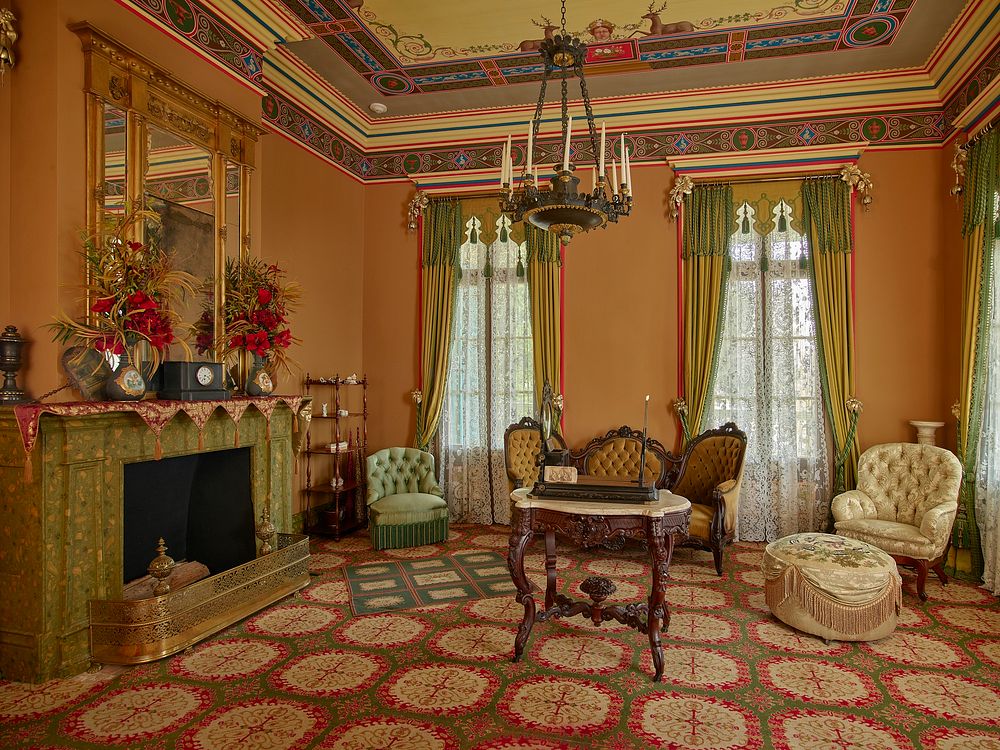                         Parlor at San Francisco Plantation house, built in the 1850s on land now (as of 2021) on Marathon…