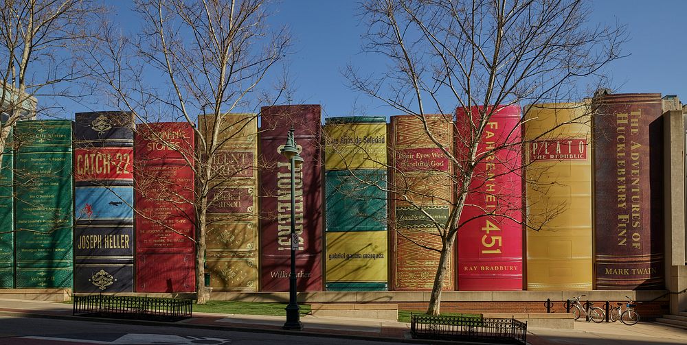                         The "community bookshelf," as the façade of the facility's parking garage is often called, at the…