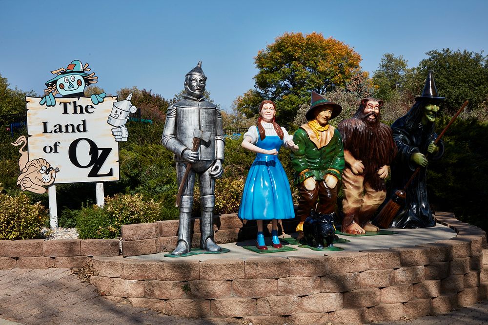                         Depictions of characters from the legendary movie "The Wizard of Oz" at Storybook Land, a family…