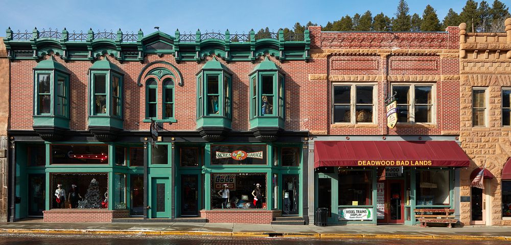                         Street scene in downtown Deadwood, a legendary Wild West-era town in the Black Hills of western…