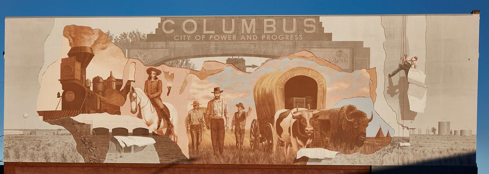                         A historical and promotional mural in Columbus, Nebraska                        