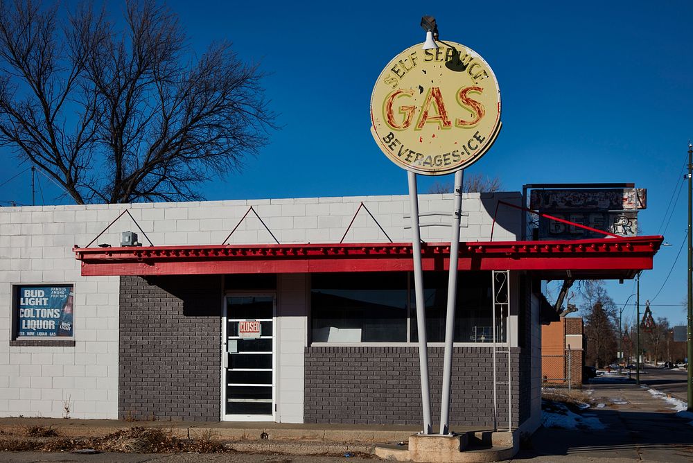                         There is no longer any self-service, or service of any kind in this old gas station in the village…