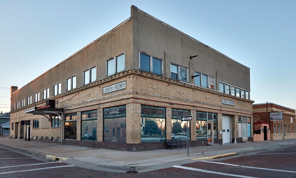                         The old Lowry and Henry auto dealership building, constructed in 1920 in downtown Alliance, a small…