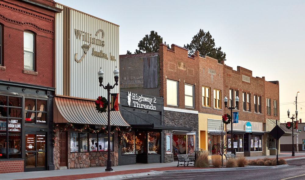                         A downtown block in Alliance, a small city in northwest Nebraska                        