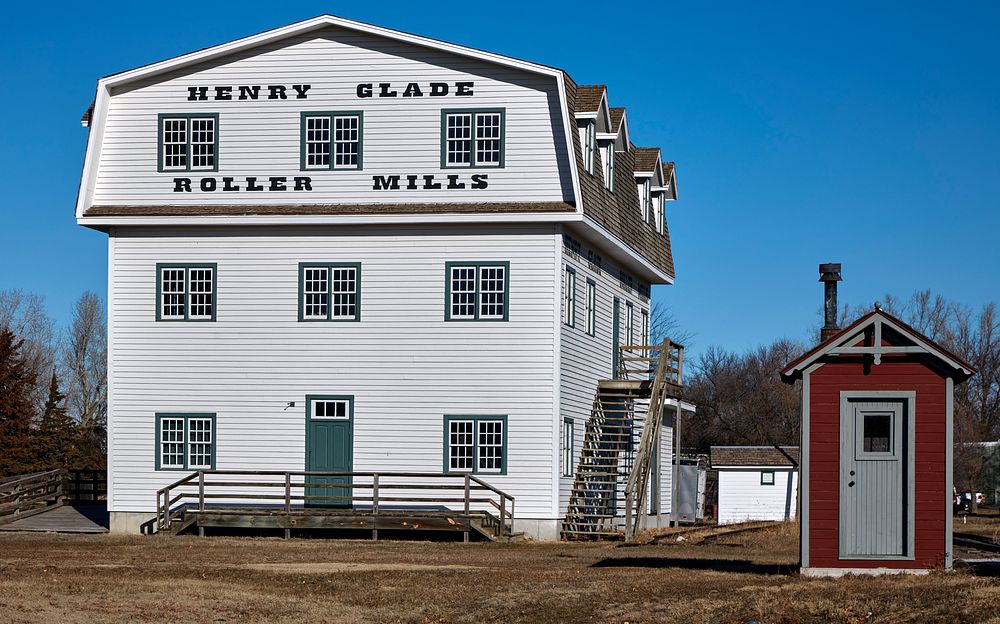                         A replica of the circa-1880s Henry Glade Roller Mill at the Railroad Town outdoor living-history…
