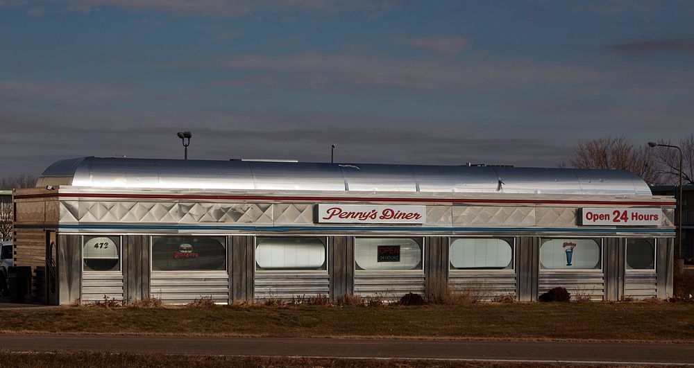                         Penny's Diner is like many such diners modeled after streamliner train cars that served meals on the…