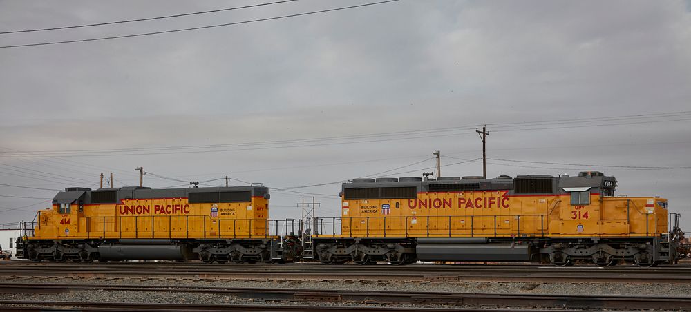                         Switch engines at the Bailey Yards, as of 2022 the world's largest train classification yard, of the…