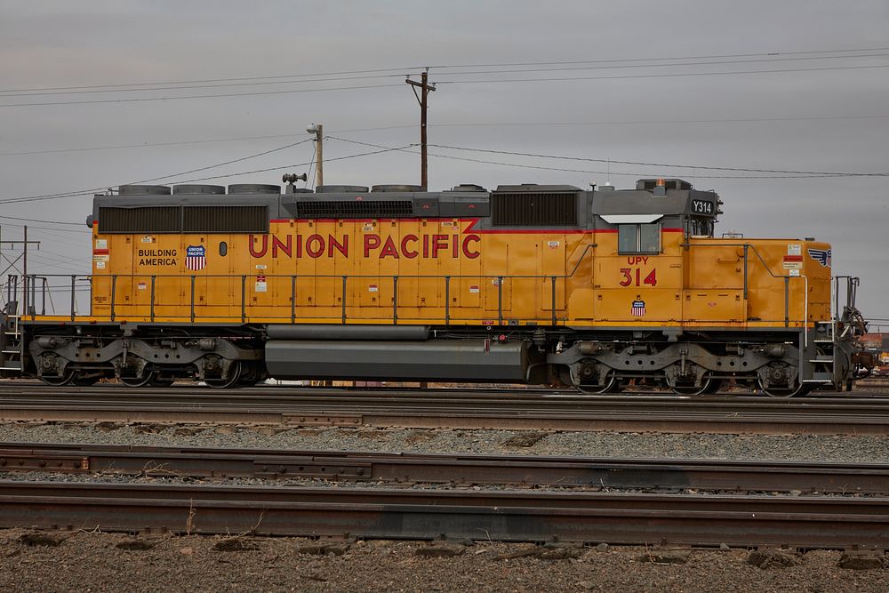                         Switch engines at the Bailey Yards, as of 2022 the world's largest train classification yard, of the…