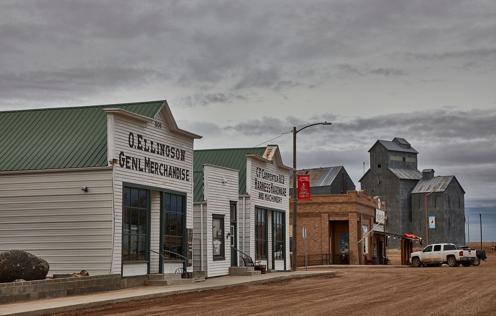                         Downtown scene in the old Great Northern Railroad town of Epping in Williams County, North Dakota   …