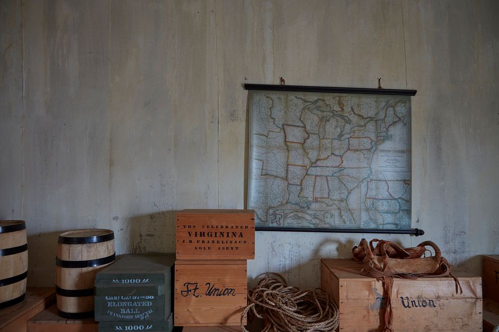                         Scene inside the Fort Union Trading Post, a national historic site, a partial reconstruction of the…