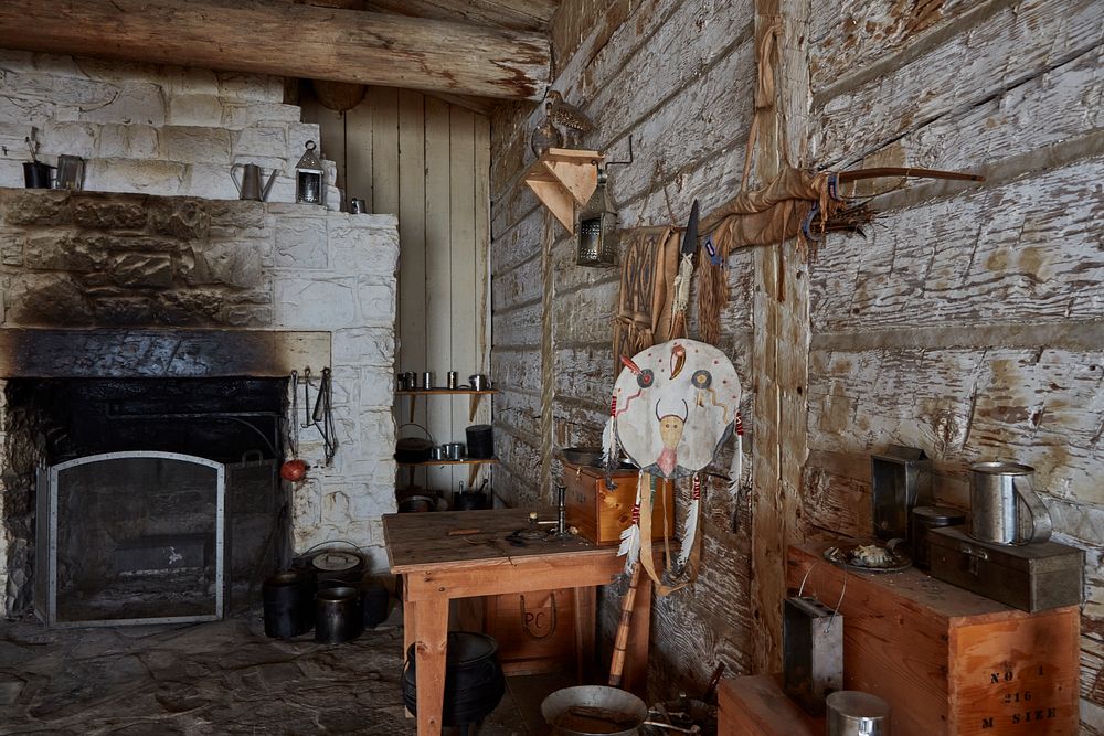                         Scene inside the Fort Union Trading Post, a national historic site, a partial reconstruction of the…