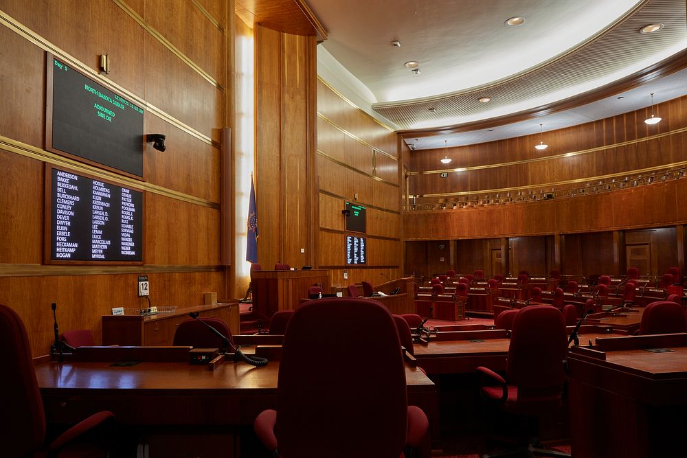                         The state Senate Chamber inside the North Dakota Capitol in Bismarck                        