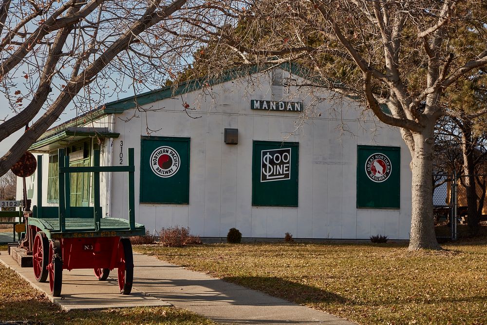                         The relocated Mandan depot at the North Dakota Railroad Museum in Mandan, a connected city to…