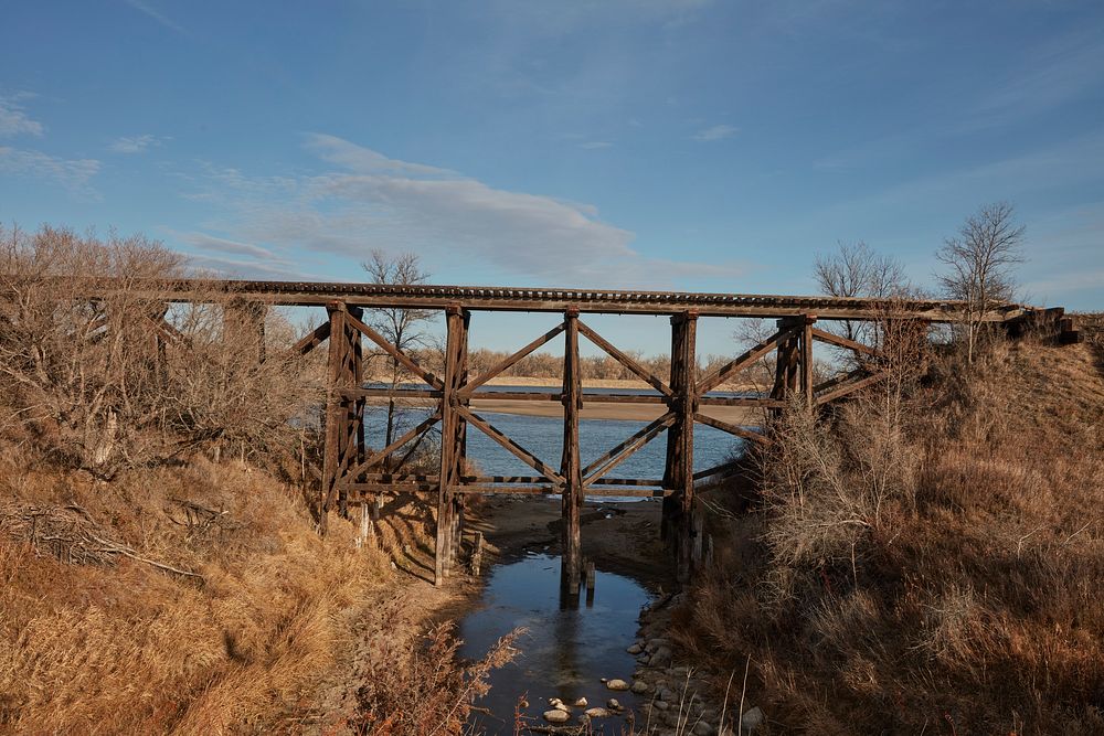                         This former Northern Pacific Railroad trestle carries trolleys from Mandan, North Dakota, to nearby…