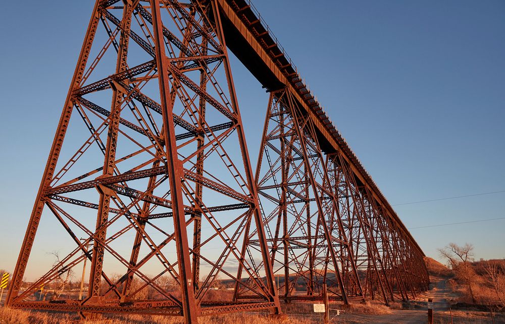                         A portion of the Burlington Northern Railway's abandoned Gassman Coulee Trestle outside Minot…