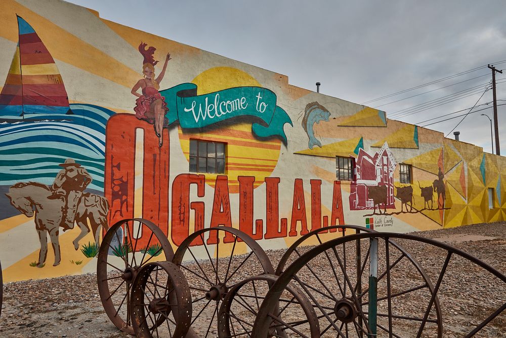                         The welcome sign to Ogallala, a small city in southwest Nebraska that was once on the Oregon Trail…