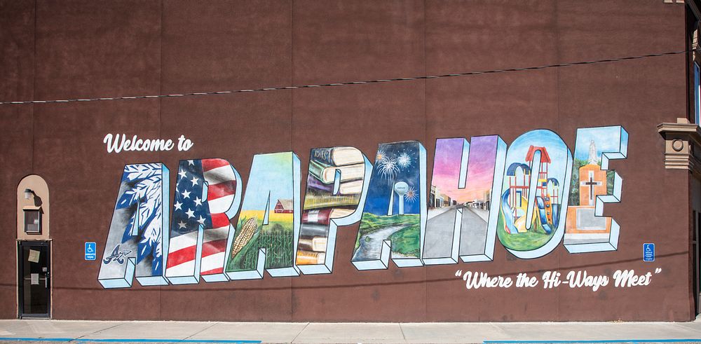                         A civic-pride mural in Arapahoe, a small town near the Kansas border in south-central Nebraska      …