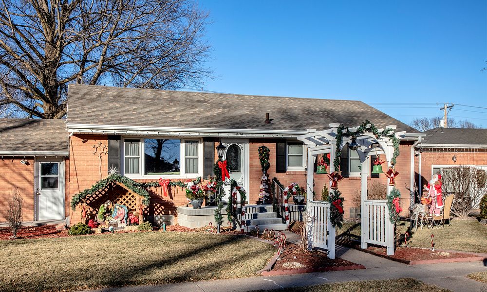                         A humble Christmas display outside a small home in Hastings, a city in south-central Nebraska       …