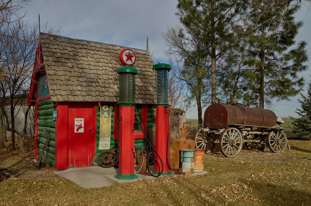                         A vintage Texaco gas station at Dobby's Frontier Town outside Alliance in northwest Nebraska        …