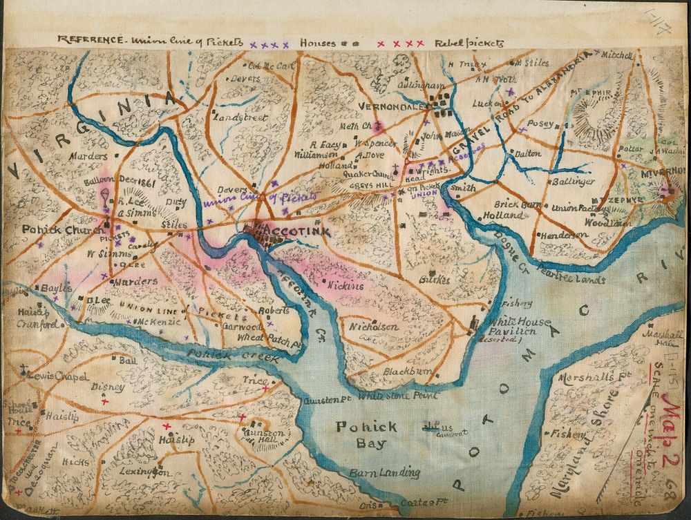 [Map of the lower Potomac River showing picket lines, January 1862]