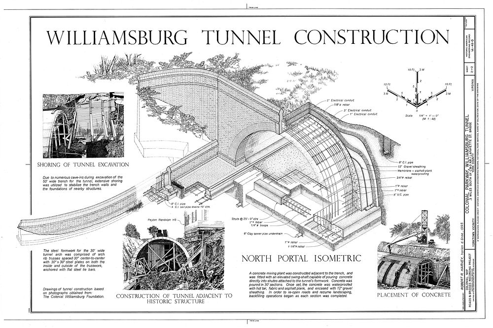 Colonial Parkway, Williamsburg Tunnel, .3 mile south of C&O Railroad underpass, Yorktown, York County, VA