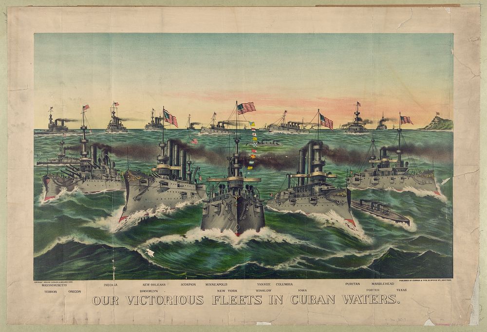 Our victorious fleets in Cuban waters, Currier & Ives.