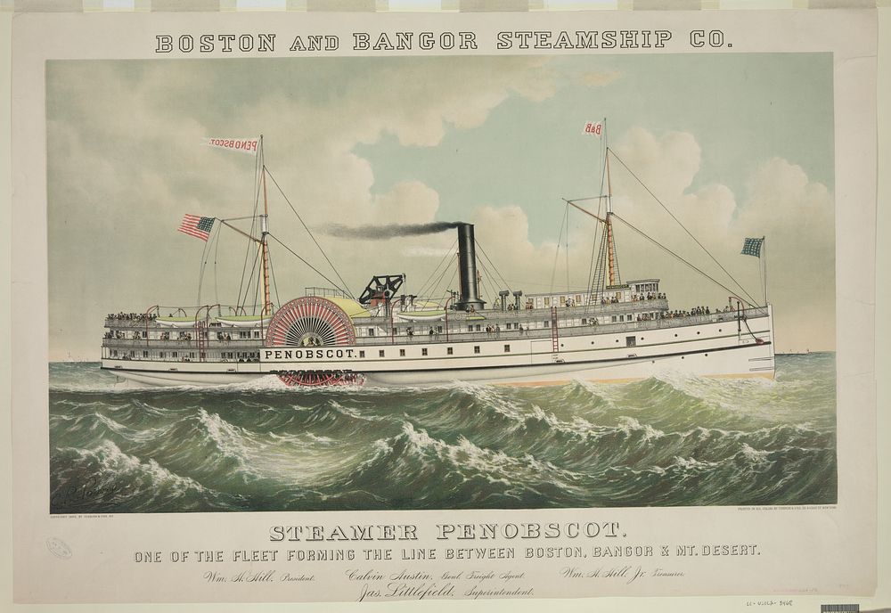 Steamer Penobscot: one of the fleet forming the line between Boston, Bangor & Mt. Desert, Currier & Ives.