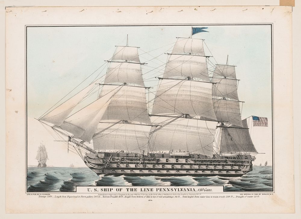 U.S. ship of the Line Pennsylvania, 140 guns, N. Currier (Firm)