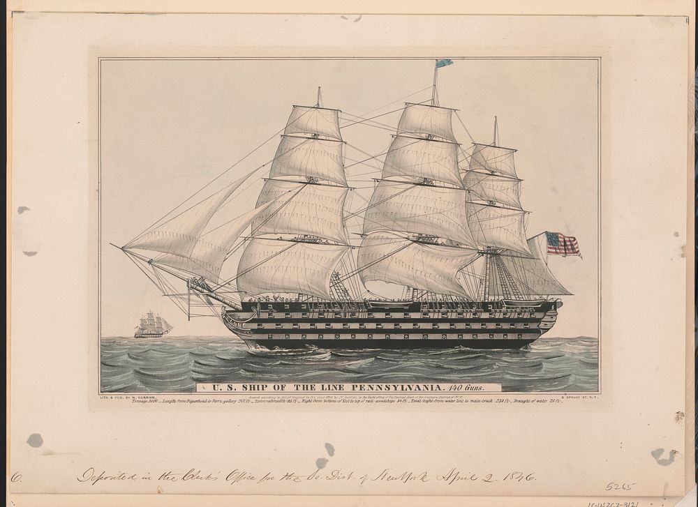 U.S. ship of the line Pennsylvania: 140 guns, N. Currier (Firm)