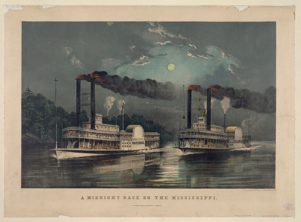 A midnight race on the Mississippi, Currier & Ives.
