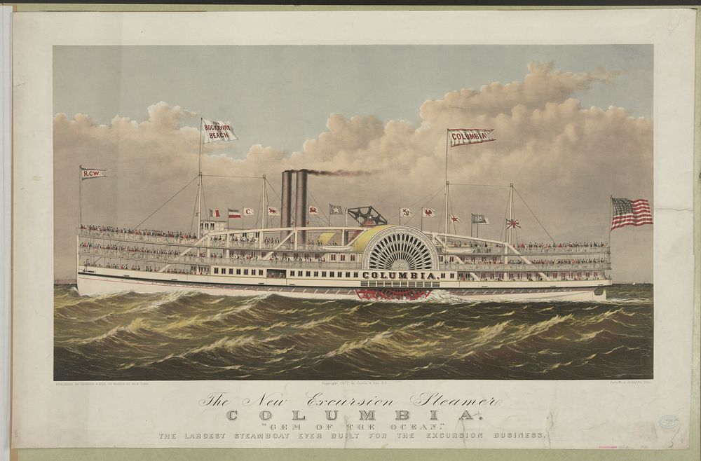 The new excursion steamer Columbia: "gem of the ocean", Currier & Ives.