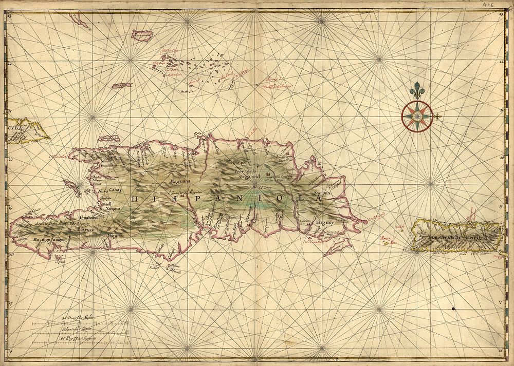 [Map of the islands of Hispaniola and Puerto Rico]., Vinckeboons, Joan.