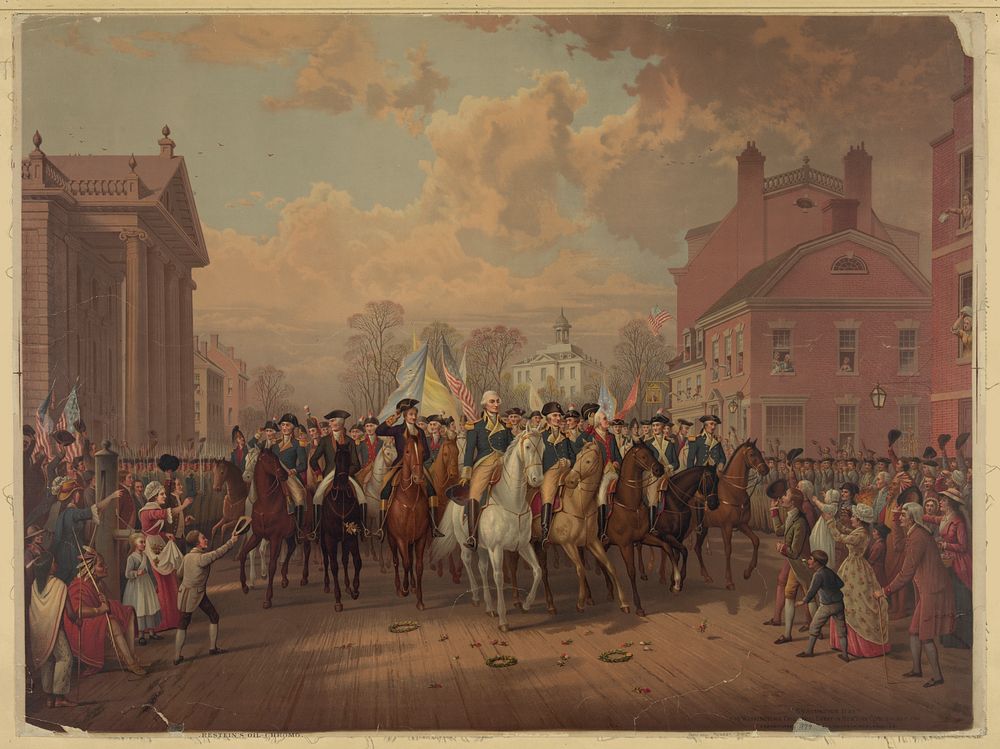 "Evacuation day" and Washington's triumphal entry in New York City, Nov. 25th, 1783, Restein, Edmund P., 1837-1891…