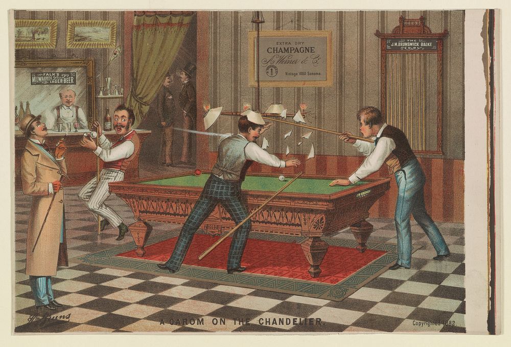 A carom on the chandelier, c1882 June 9.
