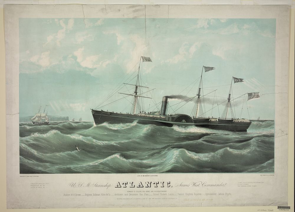 U.S.M. Steamship Atlantic, James West, Commander, c1850 Apr. 12.