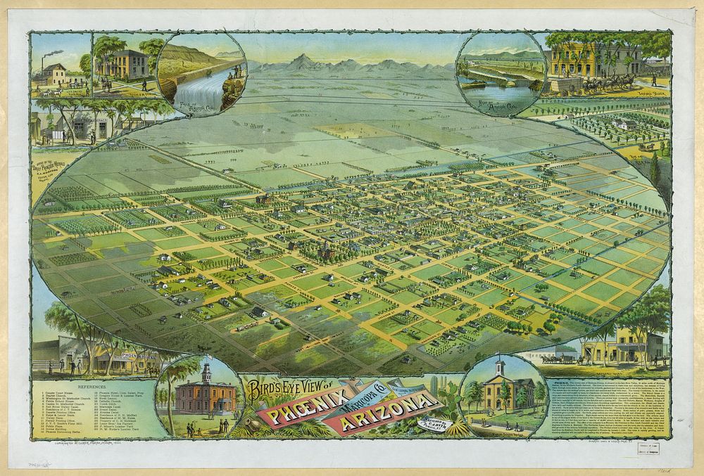 Bird's eye view of Phoenix Maricopa Co. Arizona, view looking north-east / sketched by C. J. Dyer, Phoenix, A.T. ; W.…